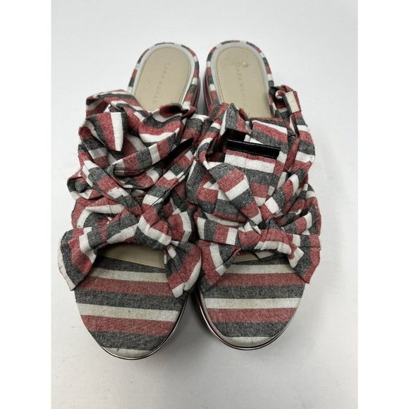 Zara Womens Pink‎ Gray Tie Up Platform Sandals Size 10 - Picture 4 of 9